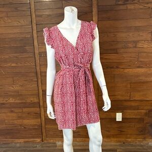 Source Unknown Pink Floral Tie-Waist Mini Dress